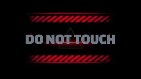Animated do not touch warning signage with red hazard stripes with warning Stock Footage 345567983