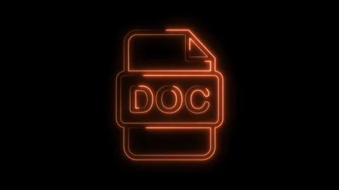 Animated doc file icon with glowing neon light effect on black background 動画素材 312448759
