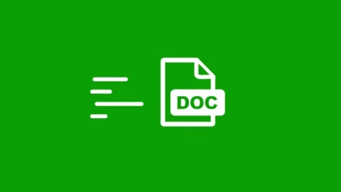 Animated doc file icon with motion speed lines moving on green screen backg.. Stock-Footage 347377628