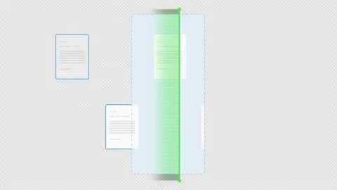 Animated Document Analysis Loop showing Pages Scanning Green. Alpha channel Stock Footage 319576974