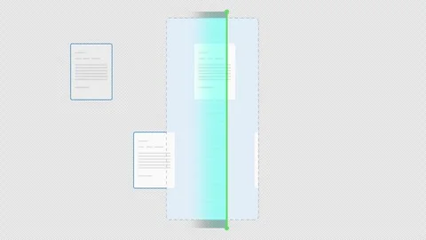 Animated Document Analysis Loop showing Pages Scanning Teal. Alpha channel Video stock 319578040