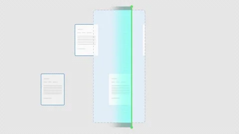 Animated Document Analysis showing Pages Scanning Teal. Alpha channel Video stock 319578242