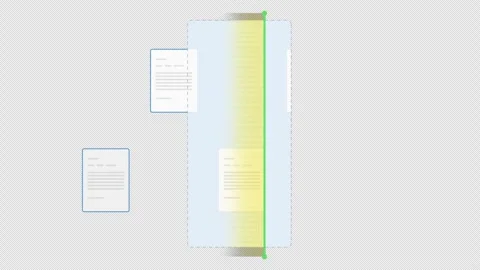 Animated Document Analysis showing Pages Scanning Yellow. Alpha channel Video stock 319578304