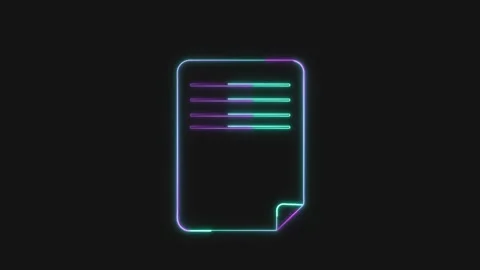 Animated document file icon with transitioning neon green and blue light ef.. Stock Footage 334612630