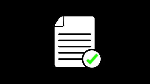Animated document with green checkmark appears showing successful completio.. 動画素材 331531081