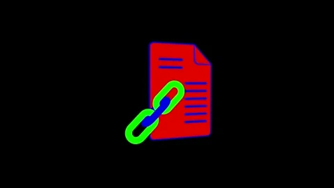 Animated Document Icon with Green Blue Chain Link on Red Paper and Black Ba.. Vídeos de archivo 341921611
