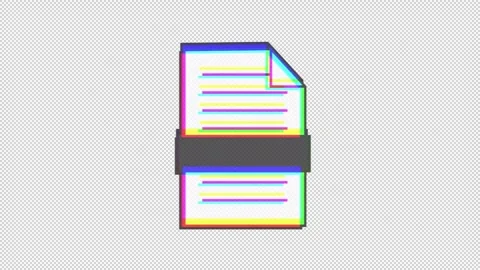 Animated document icon in y2k style with glitch effect Stock Footage 294170524