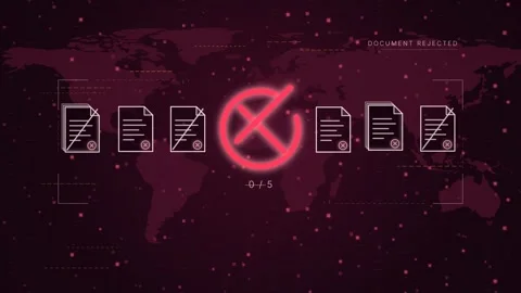 Animated document rejection with glowing red cross mark Stock-Footage 346952688