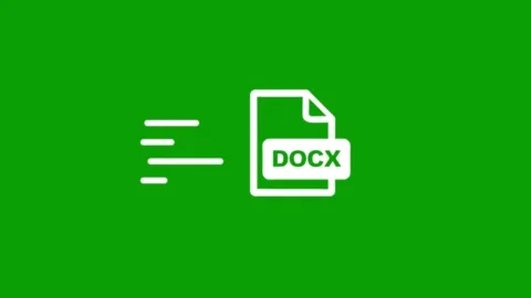 Animated docx file transfer on a green screen background for digital docume.. Vídeo Stock 347377627