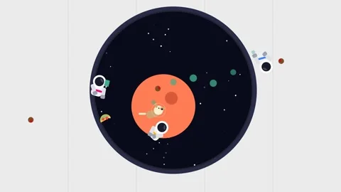 Animated Dog And Astronauts Floating In Space With Pizza Video stock 341302424