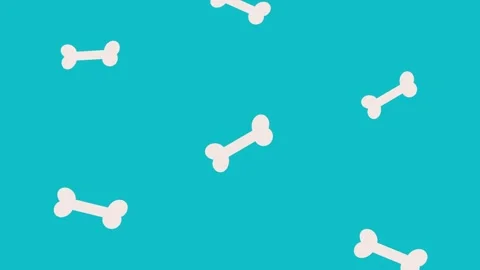 Animated dog bones falling gently against bright blue background. Stock Footage 334527843