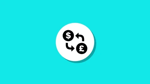 Animated dollar and pound currency exchange icon in a white circle on a vib.. Stock Footage 329273046
