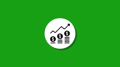 Animated dollar coin growth chart icon on green background for financial su.. Stock Footage 327762511