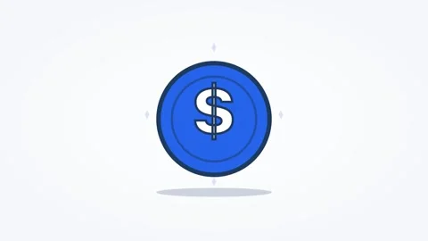 Animated dollar coin icon spinning money, horizontal 16:9 seamless loop HD Stock Footage 345160615