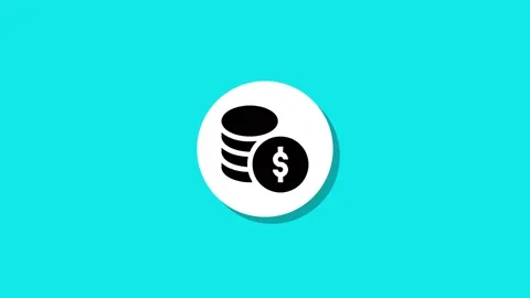 Animated dollar coin stack icon on a solid aqua background, motion graphic .. Stock Footage 327762497