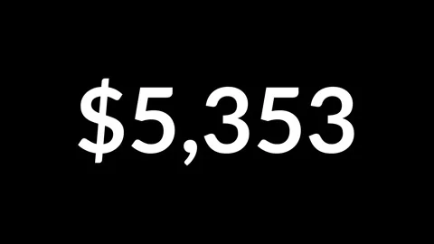 Animated dollar counter increasing from 0 to 11000 on black background Stock Footage 316072561