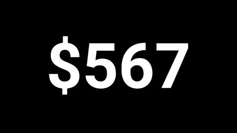 Animated dollar counter increasing numbers with dollar sign on black backgr.. Stock Footage 340799314