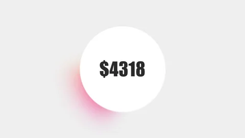 Animated Dollar Counter Number Text inside White Circle Button 库存影片 346470872