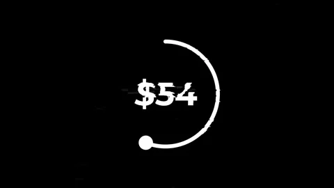 Animated dollar counter with rotating circle progress on black Stock Footage 338399346