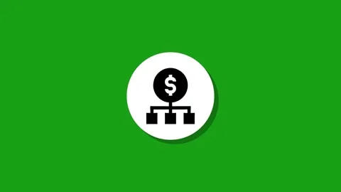 Animated dollar money flow chart icon appears dynamically in white circle o.. Stock Footage 327762499
