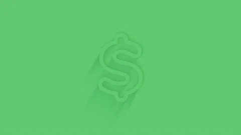 Animated dollar symbol icon with shadow on green background. Neumorphism minimal Stock Footage 159829980