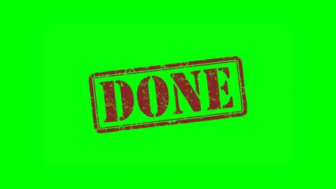 Animated "DONE" red text rubber stamp seal green screen video Stock Footage 303224591