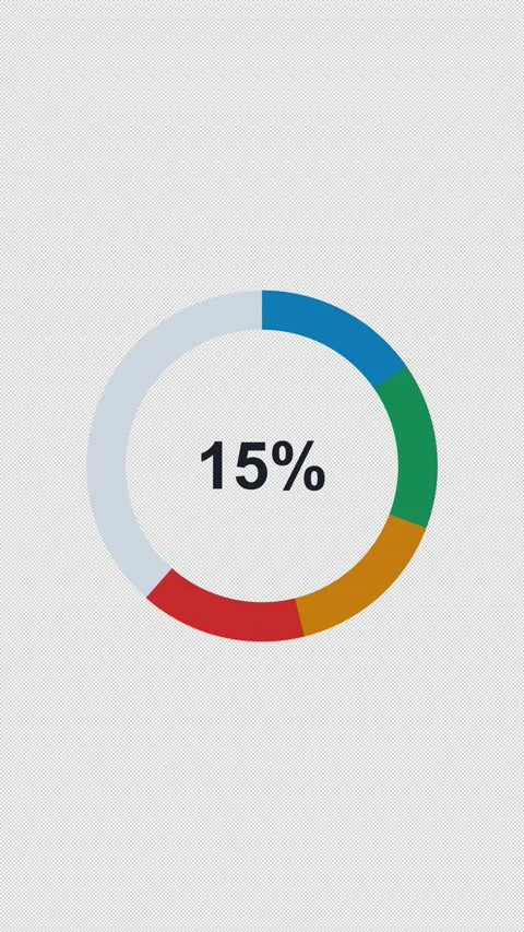 Animated Donut Pie Chart Quarters Overlay Alpha 4K Vertical 9x16 Light Видео 339507703