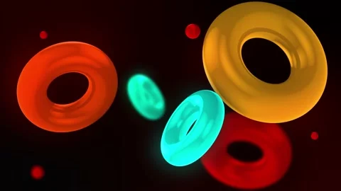 Animated donut shape multicolor circular object background Stock Footage 199370362