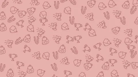 Animated doodle pattern of achievement icons on pink background seamless loop Stock Footage 328550459