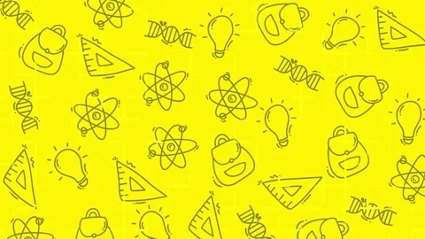 Animated Doodle Pattern Background of School Supplies and Science Icons Stock-Footage 343323950