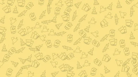 Animated doodle pattern featuring travel nature and daily objects on a vibr.. Stock Footage 333834964