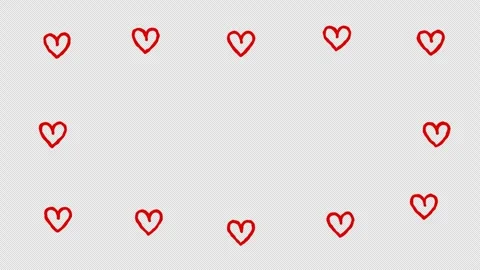 Animated Doodle Red Heart Frame on Transparent Background Stock Footage 313320482