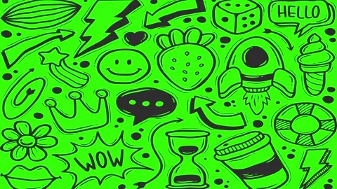 Animated Doodles Background in Green Screen. Background Animation Green Screen. Video stock 305263436
