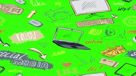 Animated Doodles Background in Green Screen. Background Animation Green Screen. Stock Footage 305263442