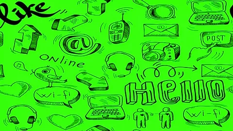 Animated Doodles Background in Green Screen. Background Animation Green Screen. Video stock 305263451