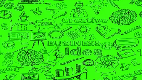 Animated Doodles Background in Green Screen. Background Animation Green Screen. Stock Footage 305263452