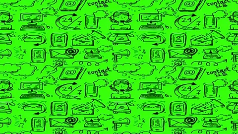 Animated Doodles Background in Green Screen. Background Animation Green Screen. Video stock 305263456
