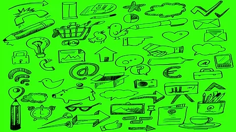 Animated Doodles Background in Green Screen. Background Animation Green Screen. Stock Footage 305263468