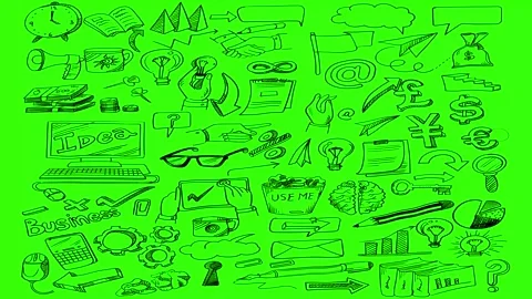 Animated Doodles Background in Green Screen. Background Animation Green Screen. Stock Footage 305263479