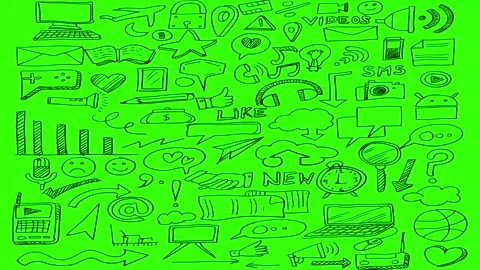 Animated Doodles Background in Green Screen. Background Animation Green Screen. Stock Footage 305263506