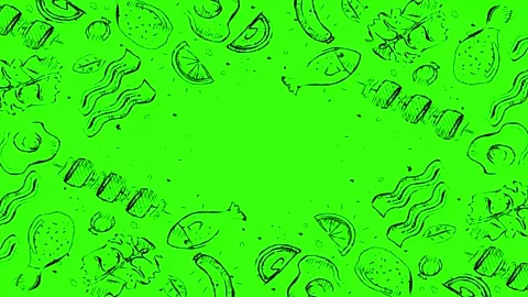 Animated Doodles Background in Green Screen. Background Animation Green Screen. Stock Footage 305263660