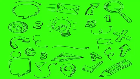 Animated Doodles Background in Green Screen. Background Animation Green Screen. Stock Footage 305263692