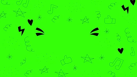 Animated Doodles Background in Green Screen. Background Animation Green Screen. Video stock 305263971