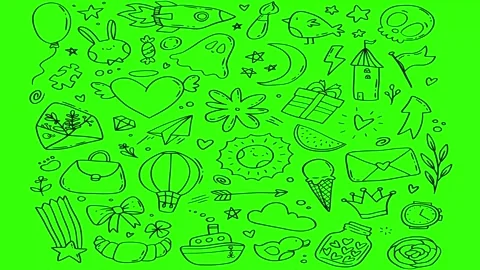 Animated Doodles Background in Green Screen. Background Animation Green Screen. Stock Footage 305263999