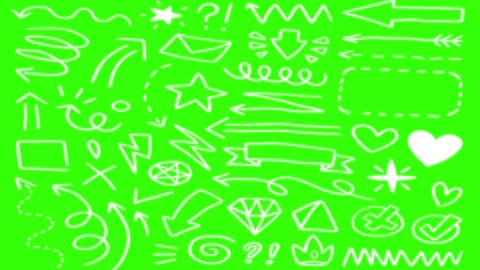 Animated Doodles Background in Green Screen. Background Animation Green Screen. Stock Footage 305264118