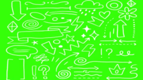 Animated Doodles Background in Green Screen. Background Animation Green Screen. Video stock 305264119