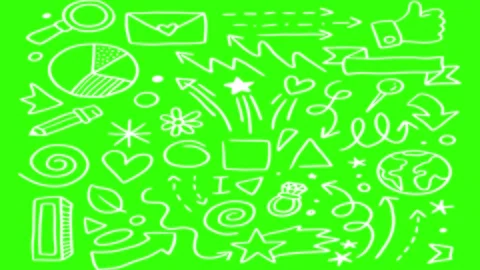 Animated Doodles Background in Green Screen. Background Animation Green Screen. Stock Footage 305264132