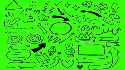 Animated Doodles Background in Green Screen. Background Animation Green Screen. Stock Footage 305264133