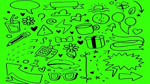Animated Doodles Background in Green Screen. Background Animation Green Screen. Stock Footage 305264145