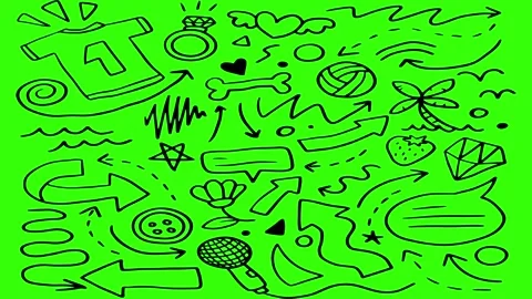 Animated Doodles Background in Green Screen. Background Animation Green Screen. Stock Footage 305264146